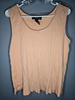 Venezia Sleeveless Ribbed Sequins Tank Top Shirt-Womens XL/18-20-Peach